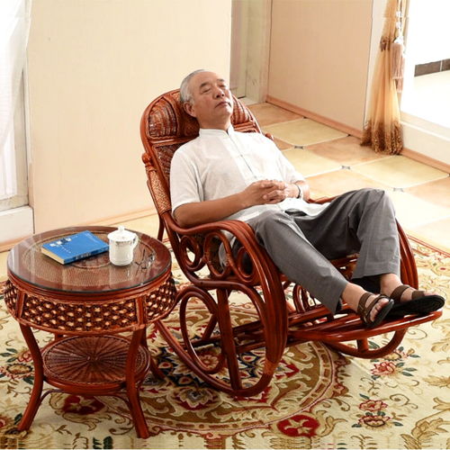 藤椅逍遙椅大人家用藤編搖搖椅懶人午睡陽臺(tái)休閑老人躺椅成人搖椅